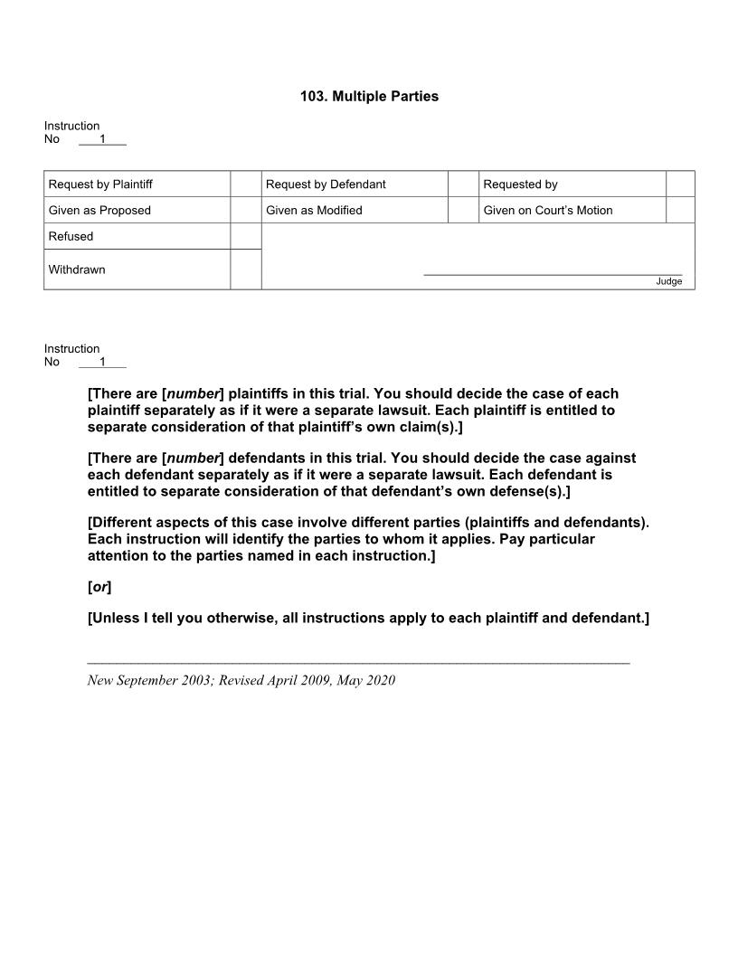 103. Multiple Parties | Pdf Docx | Jury Instructions