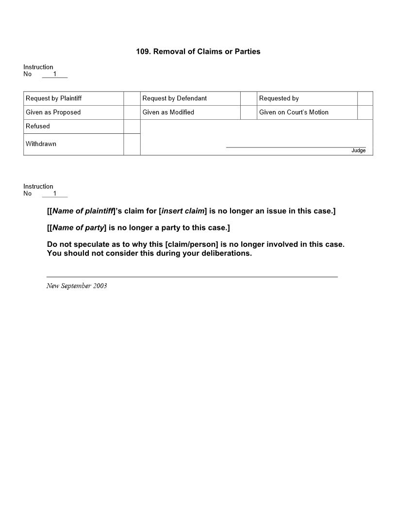 109. Removal of Claims or Parties | Pdf Docx | Jury Instructions