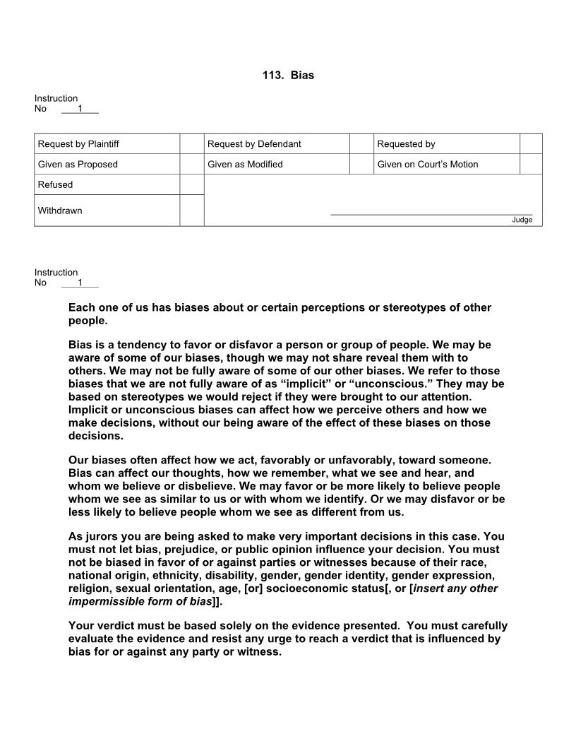 113. Bias | Pdf Docx | Jury Instructions