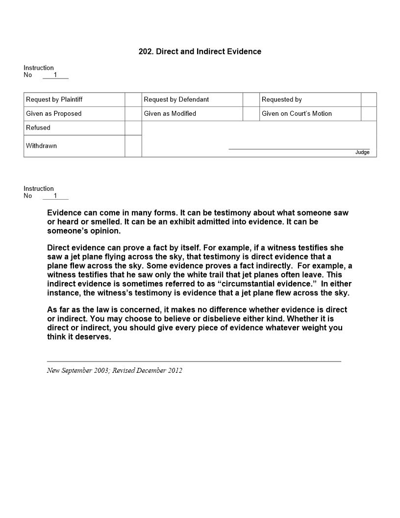 202. Direct and Indirect Evidence | Pdf Docx | Jury Instructions
