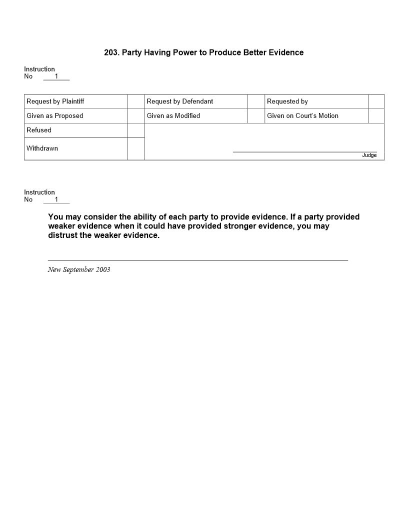 203. Party Having Power to Produce Better Evidence | Pdf Docx | Jury Instructions