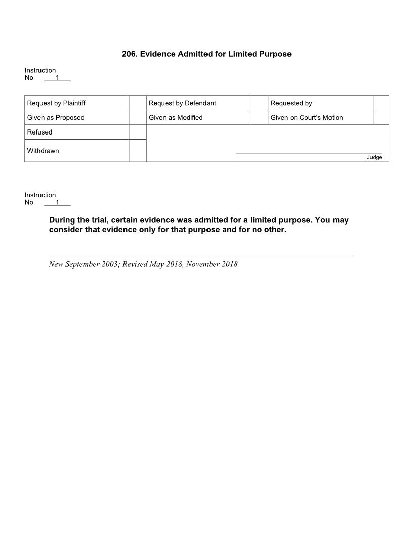 206. Evidence Admitted for Limited Purpose | Pdf Docx | Jury Instructions