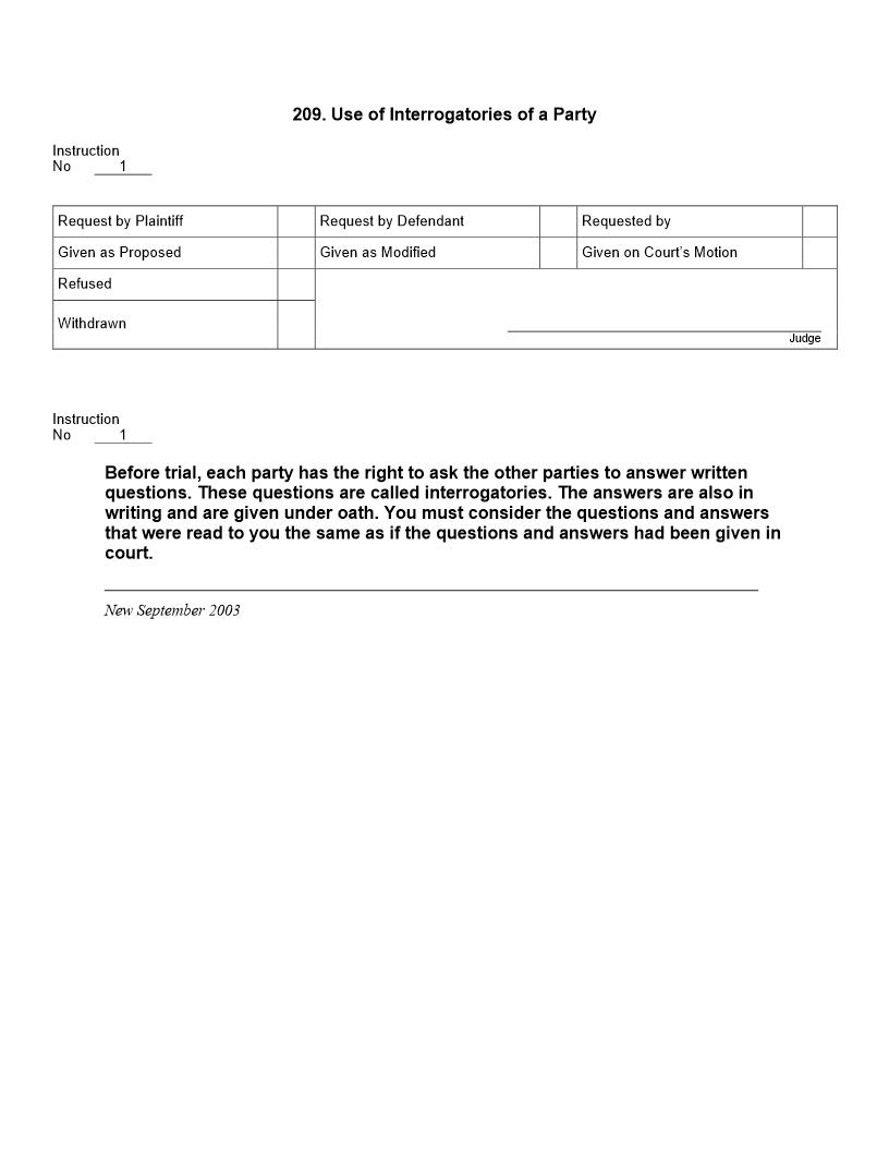 209. Use of Interrogatories of a Party | Pdf Docx | Jury Instructions