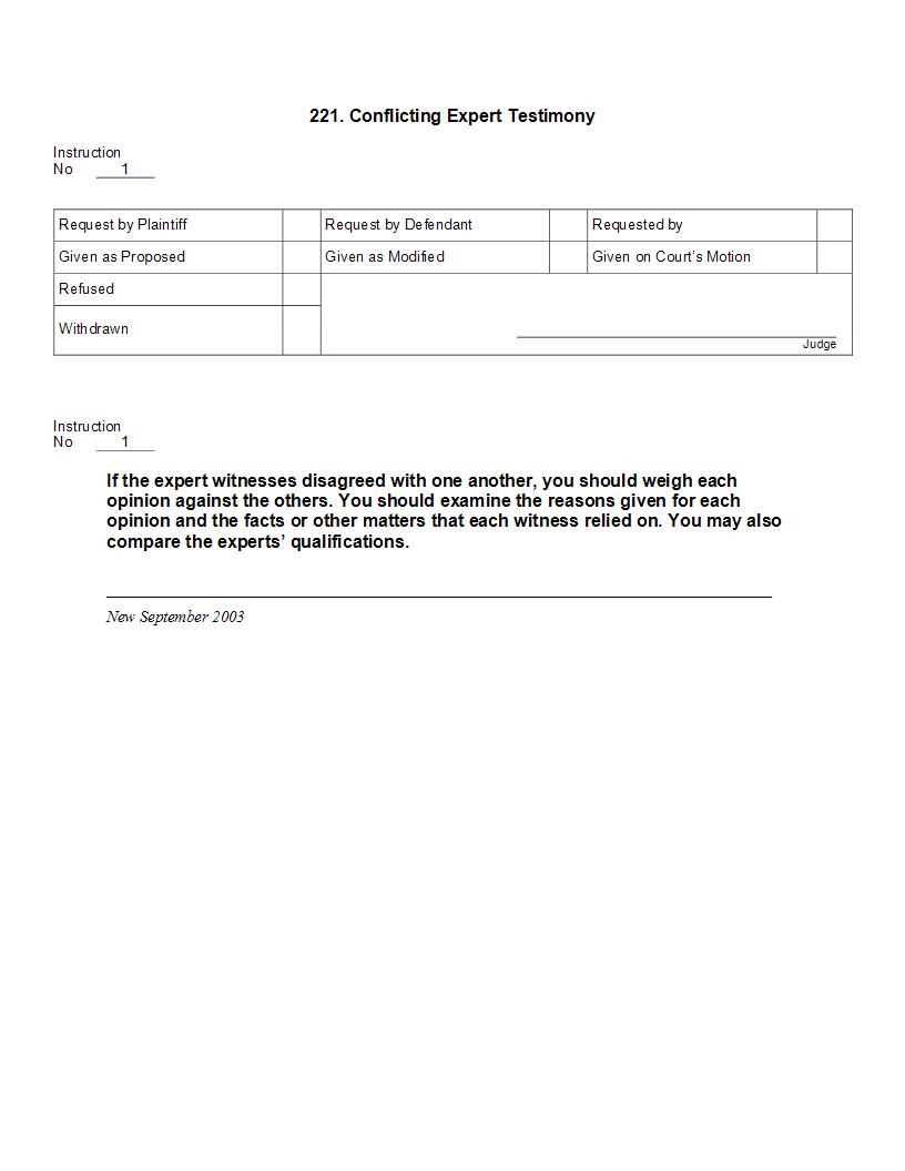 221. Conflicting Expert Testimony | Pdf Docx | Jury Instructions