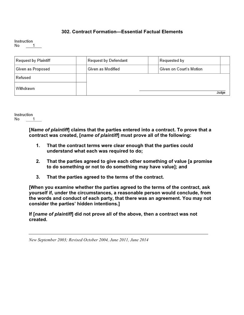 302. Contract Formation Essential Factual Elements | Pdf Doc Docx | Jury Instructions