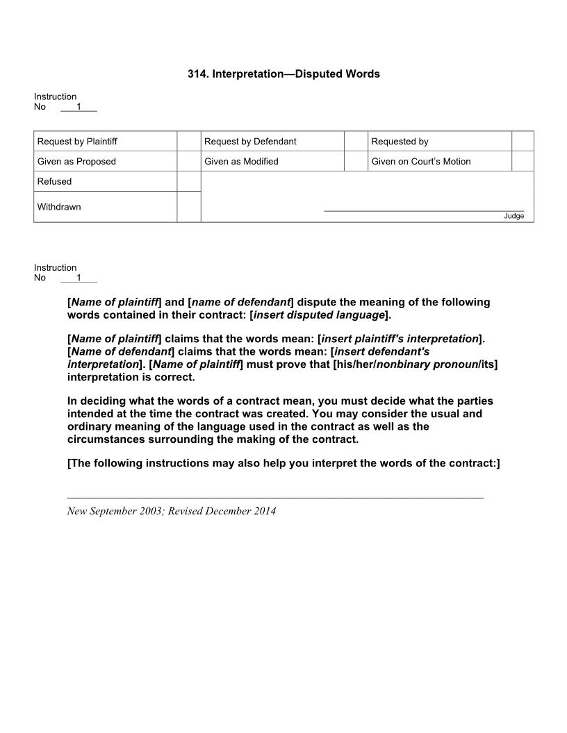 314. Interpretation Disputed Words | Pdf Doc Docx | Jury Instructions