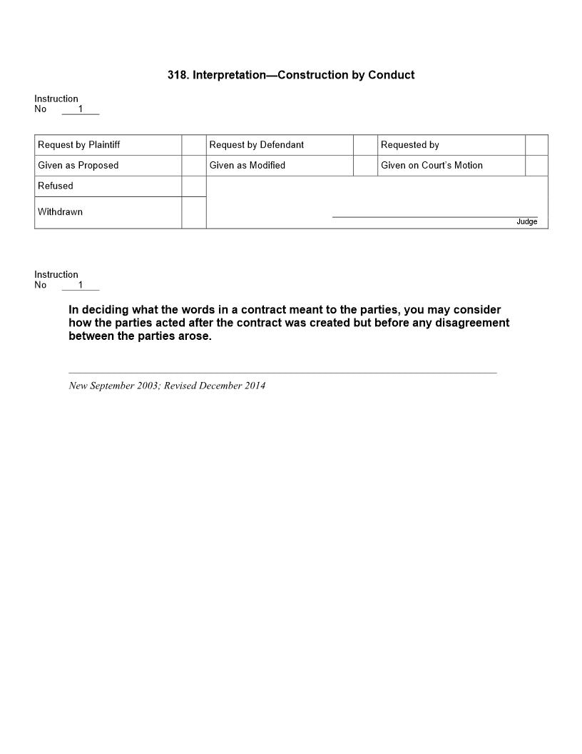 318. Interpretation Construction By Conduct | Pdf Doc Docx | Jury Instructions