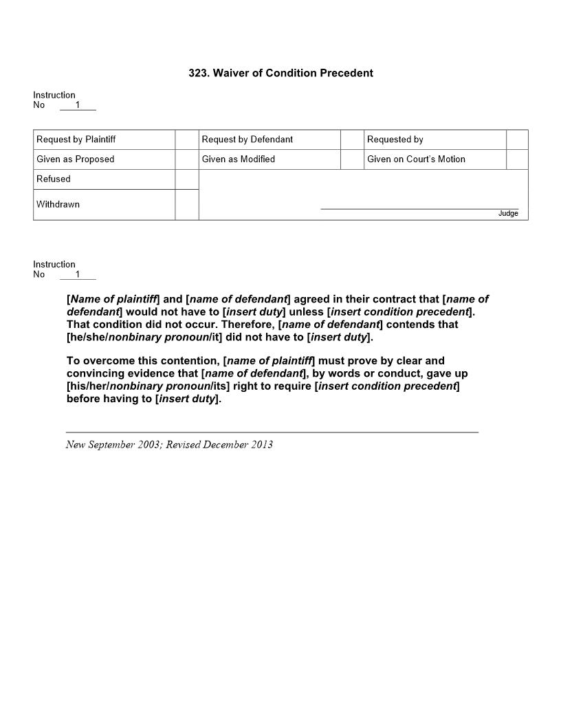 323. Waiver Of Condition Precedent | Pdf Doc Docx | Jury Instructions