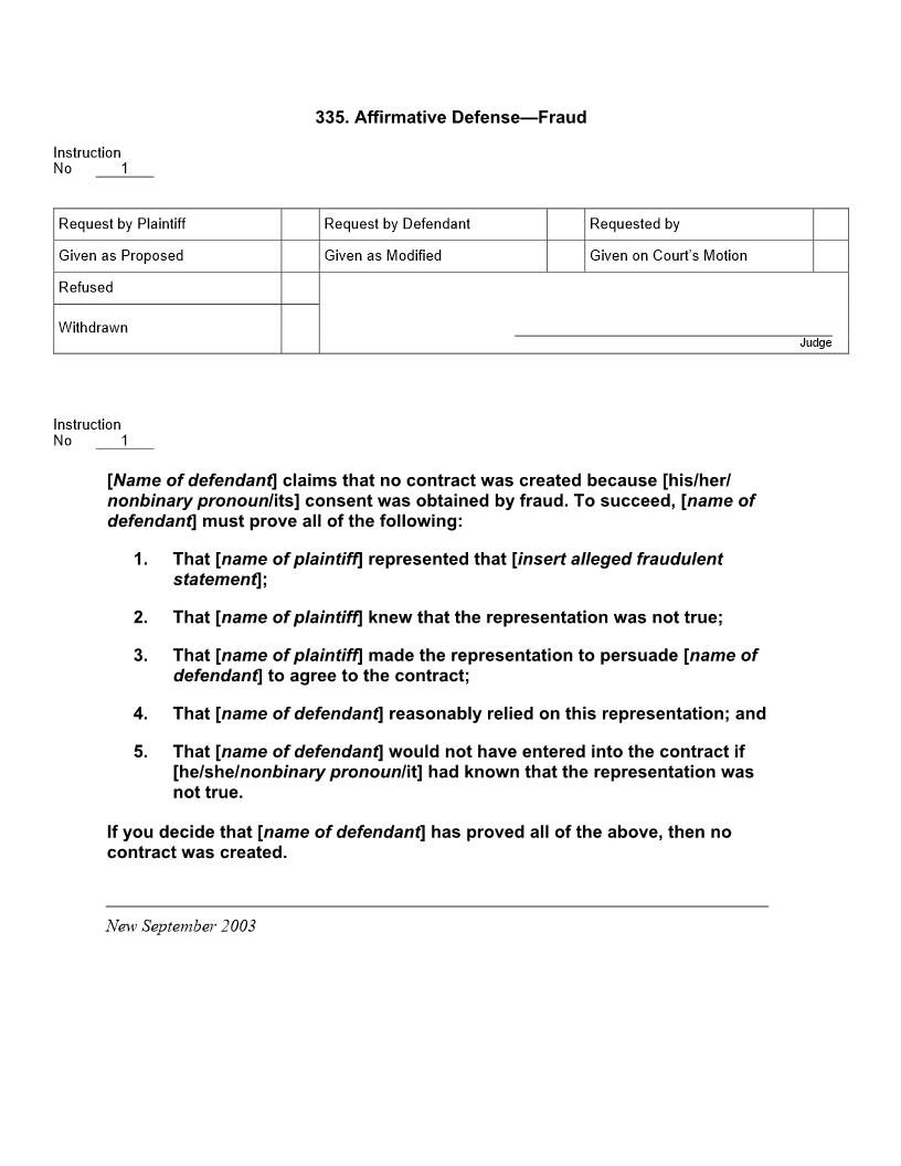 335. Affirmative Defense Fraud | Pdf Doc Docx | Jury Instructions
