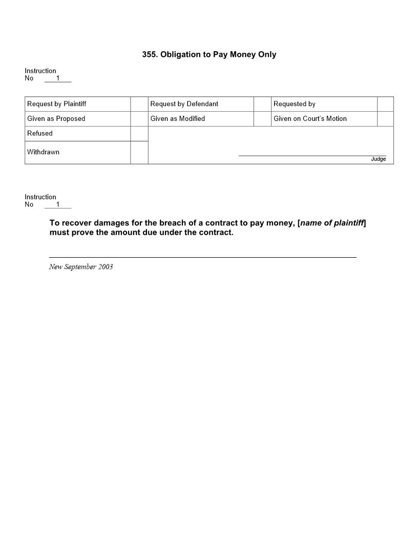 355. Obligation To Pay Money Only | Pdf Fpdf Docx | Jury Instructions