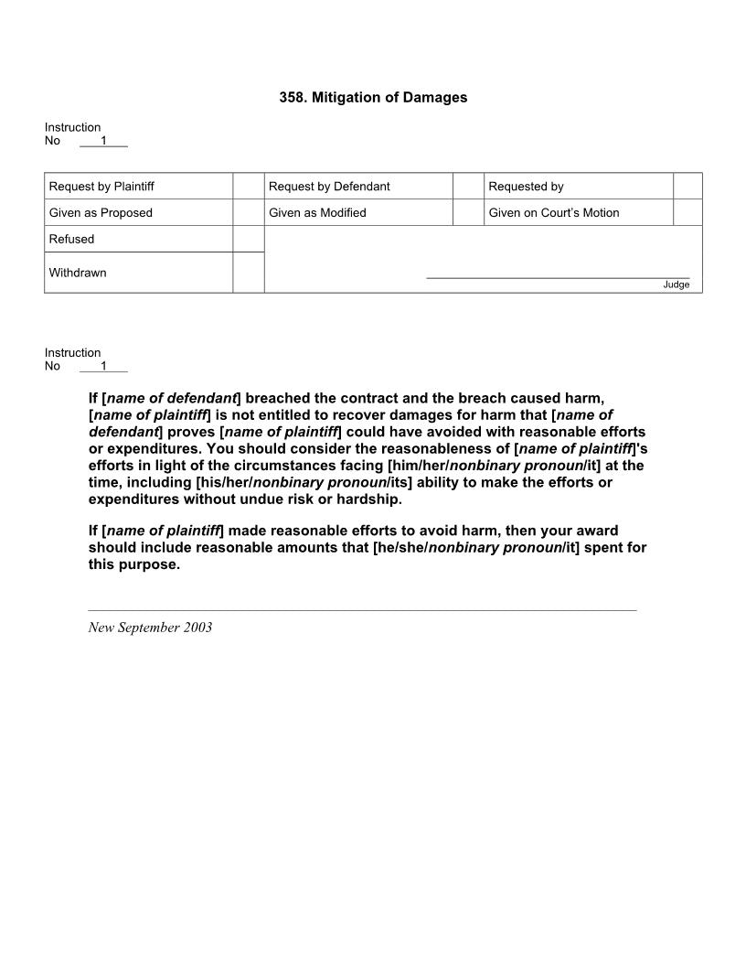 358. Mitigation Of Damages | Pdf Doc Docx | Jury Instructions