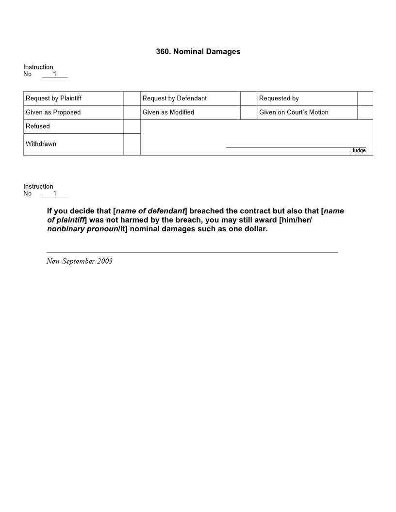 360. Nominal Damages | Pdf Doc Docx | Jury Instructions