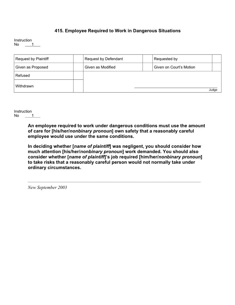 415. Employee Required to Work in Dangerous Situations | Pdf Docx | Jury Instructions