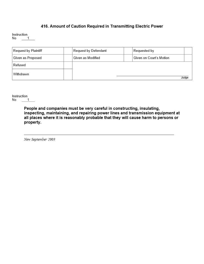 416. Amount of Caution Required in Transmitting Electric Power | Pdf Docx | Jury Instructions