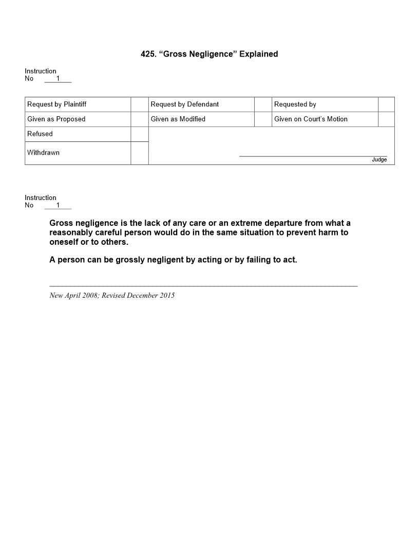 425. Gross Negligence Explained | Pdf Docx | Jury Instructions