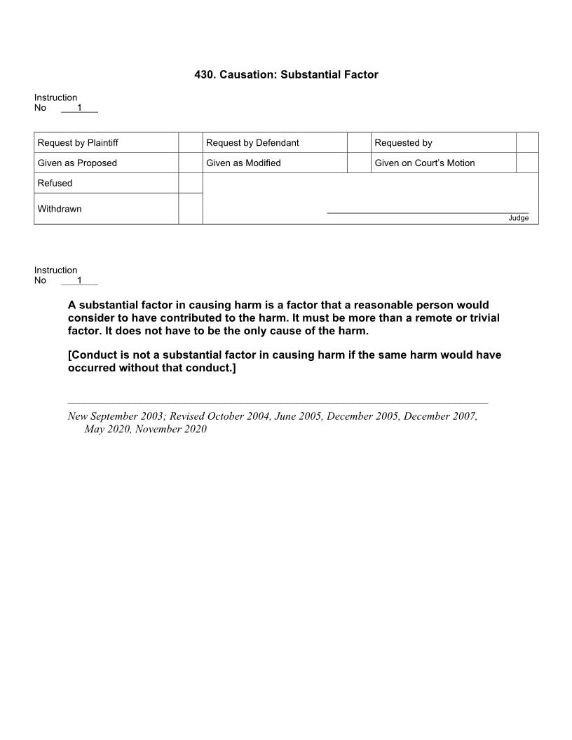 430. Causation Substantial Factor | Pdf Docx | Jury Instructions