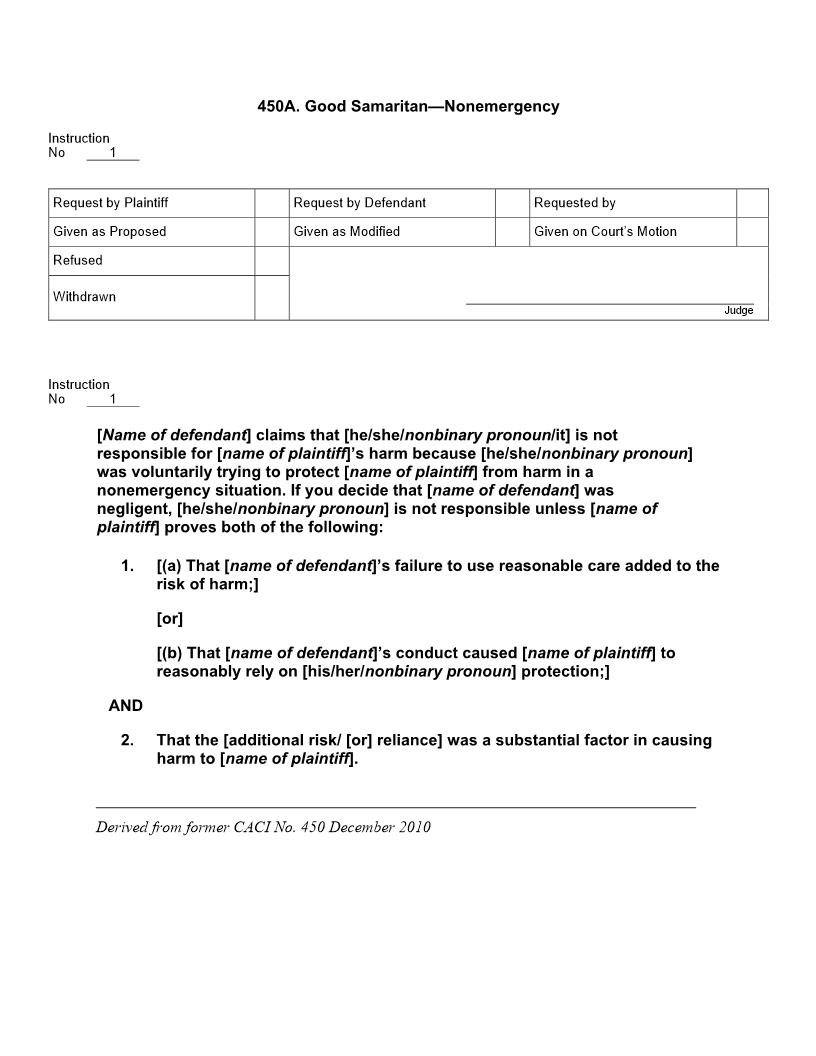 450A. Good Samaritan Nonemergency | Pdf Docx | Jury Instructions