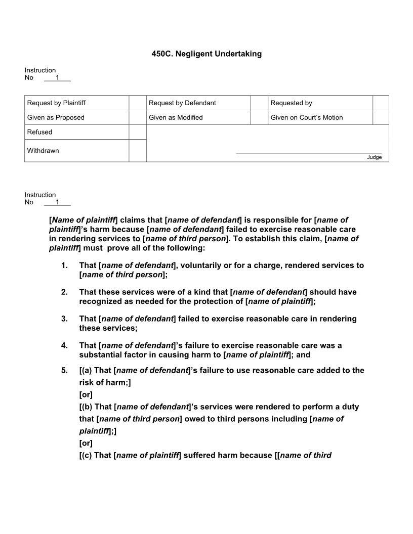 450C. Negligent Undertaking | Pdf Docx | Jury Instructions