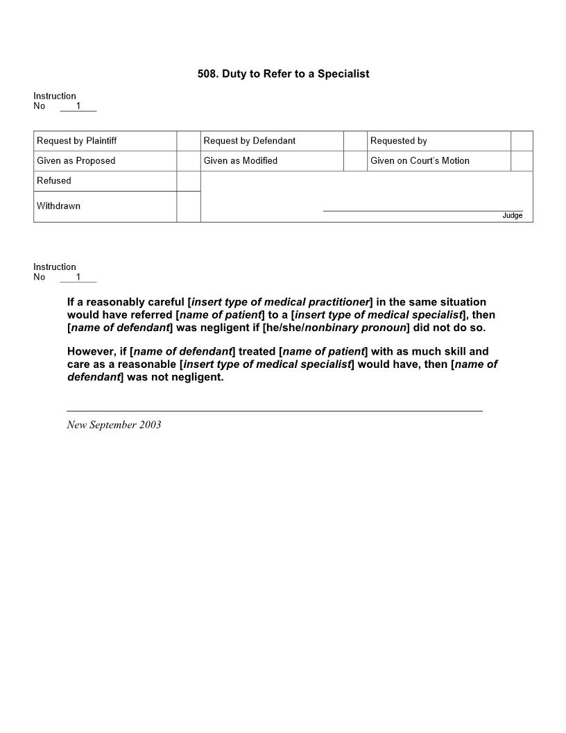 508. Duty to Refer to a Specialist | Pdf Docx | Jury Instructions