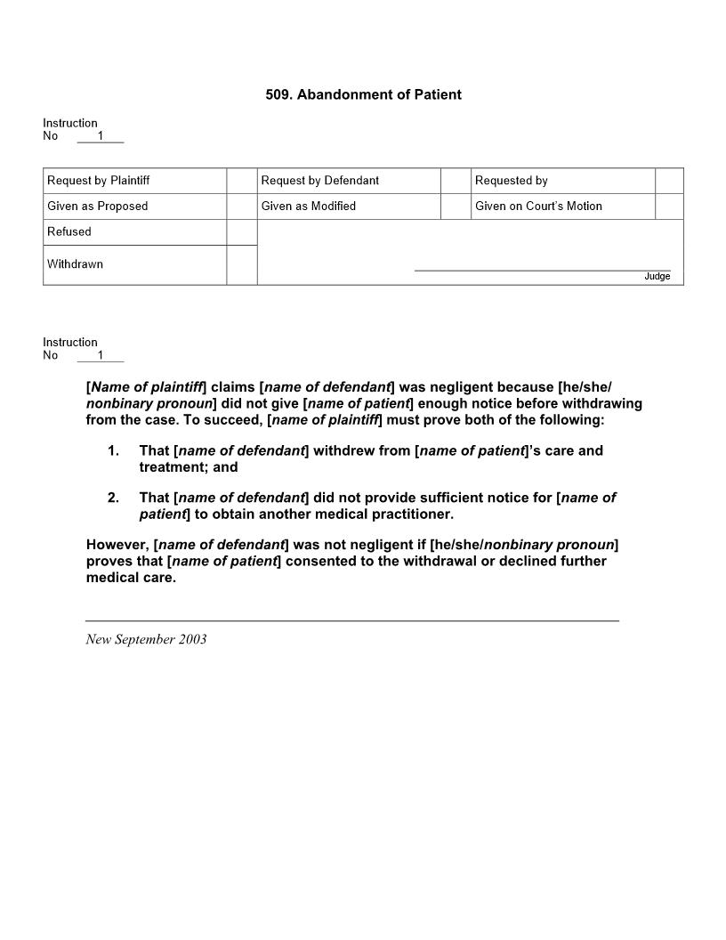 509. Abandonment of Patient | Pdf Doc Docx | Jury Instructions