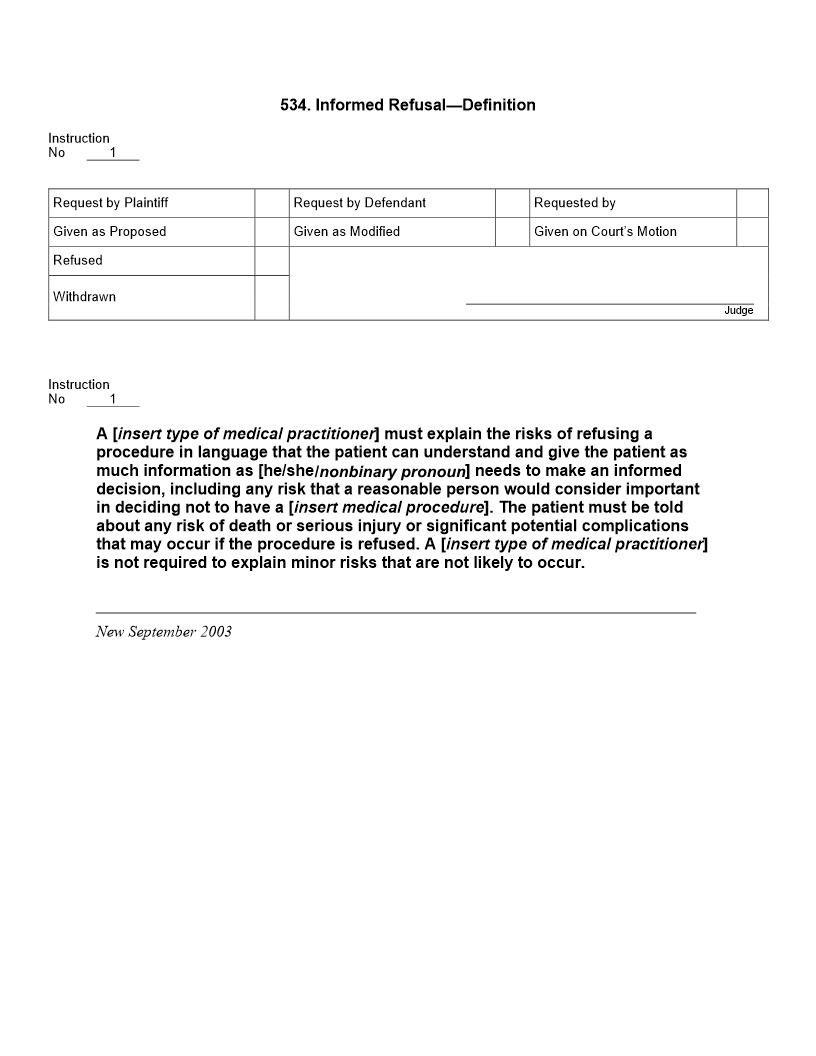 534. Informed Refusal Definition | Pdf Docx | Jury Instructions
