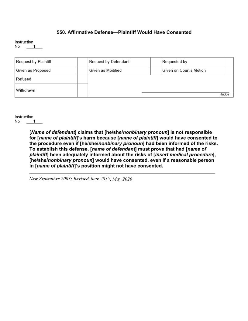 550. Affirmative Defense Plaintiff Would Have Consented | Pdf Docx | Jury Instructions