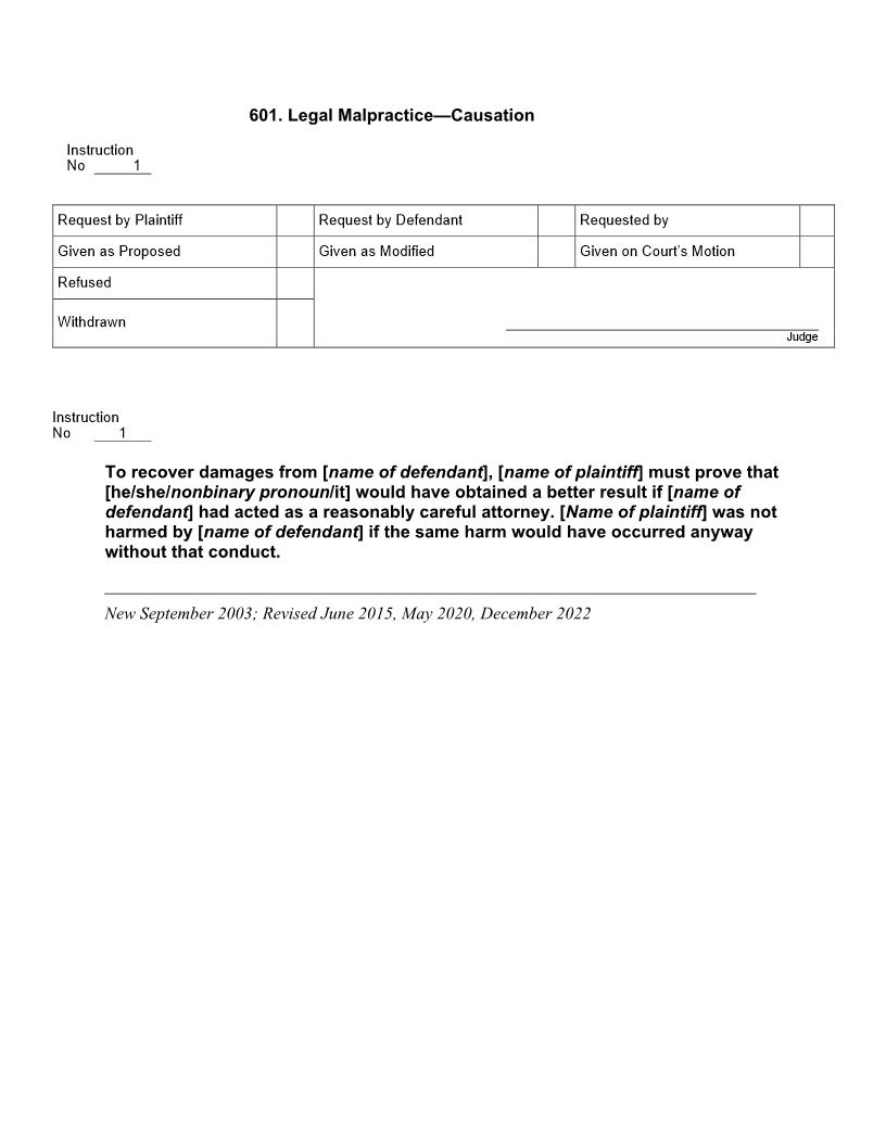601. Legal Malpractice Causation | Pdf Docx | Jury Instructions