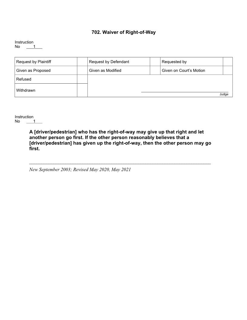 702. Waiver of Right-of-Way | Pdf Docx | Jury Instructions