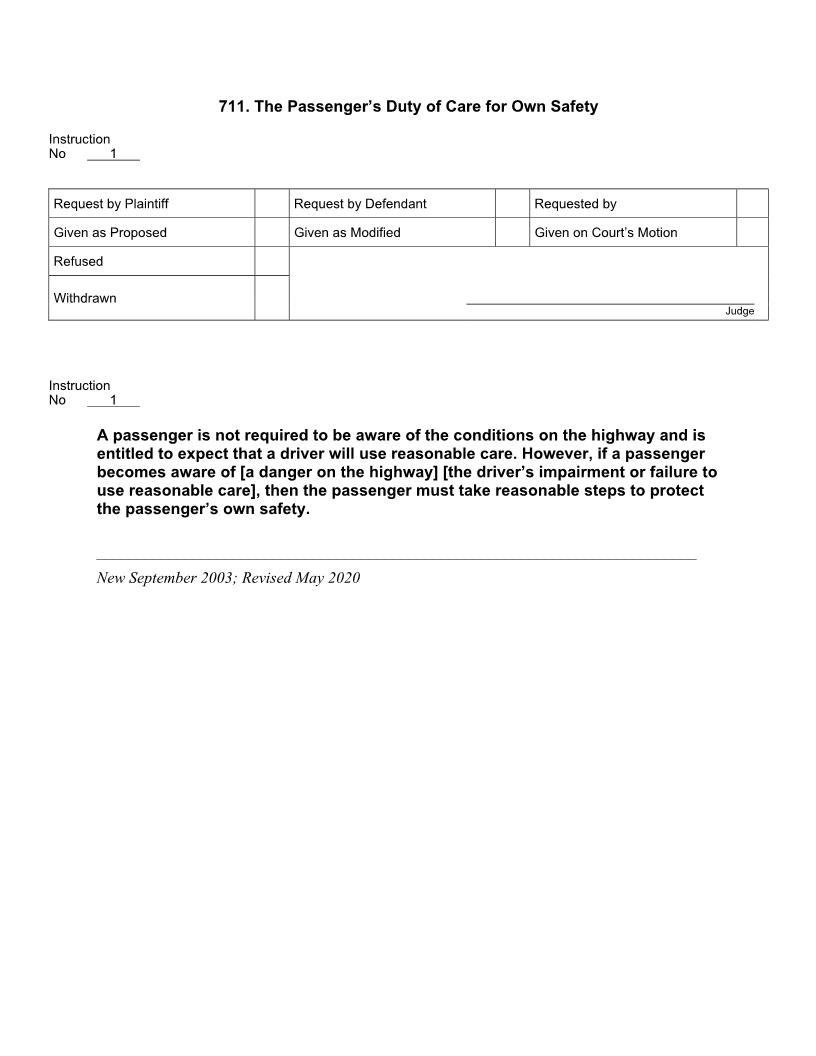 711. The Passengers Duty of Care for Own Safety | Pdf Docx | Jury Instructions