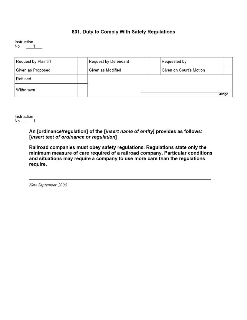 801. Duty to Comply With Safety Regulations | Pdf Docx | Jury Instructions