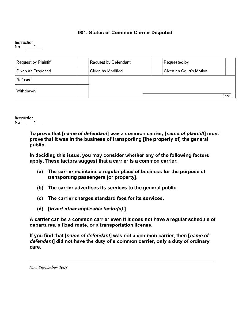 901. Status of Common Carrier Disputed | Pdf Docx | Jury Instructions