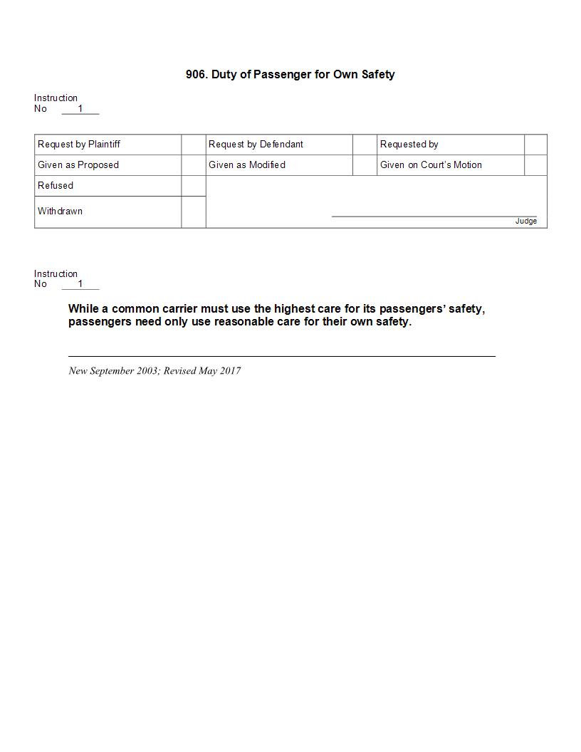 906. Duty of Passenger for Own Safety | Pdf Docx | Jury Instructions
