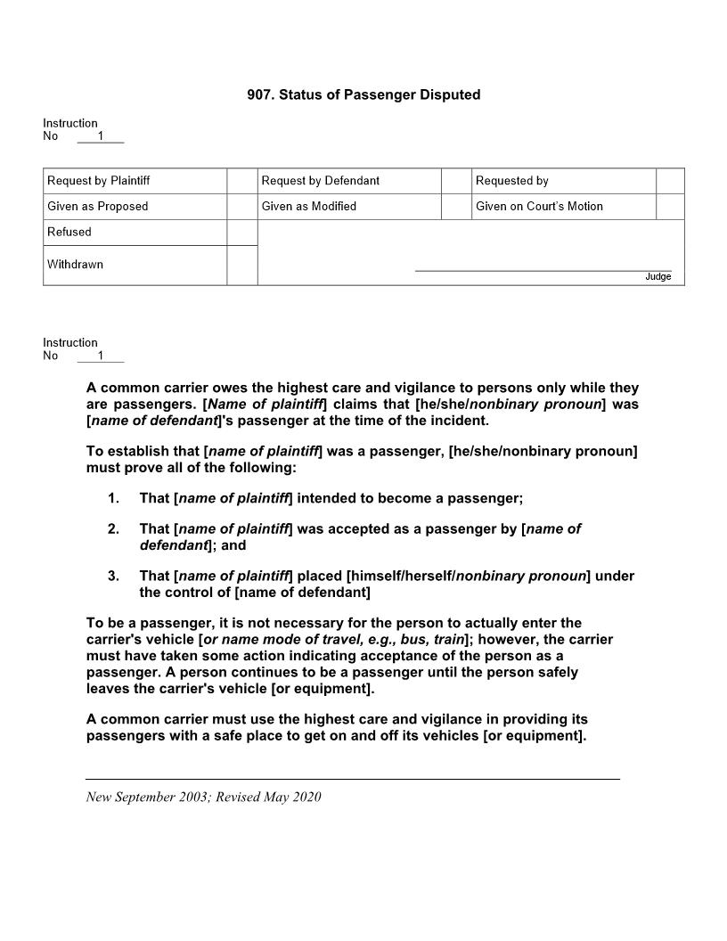 907. Status of Passenger Disputed | Pdf Docx | Jury Instructions