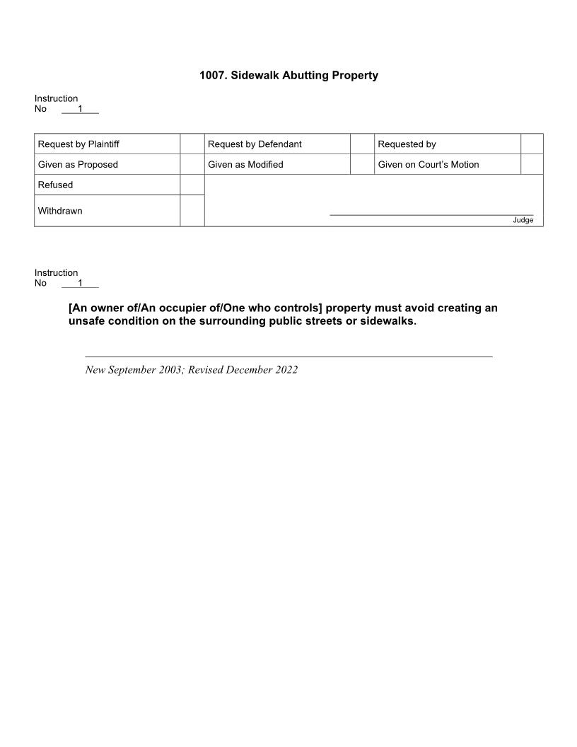 1007. Sidewalk Abutting Property | Pdf Docx | Jury Instructions