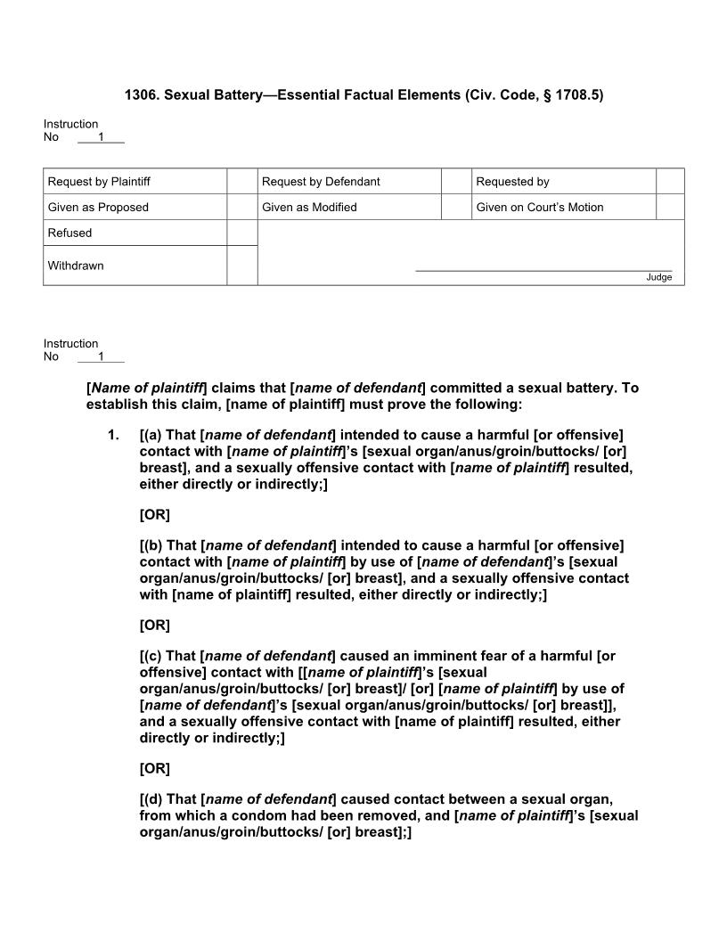 1306. Sexual Battery Essential Factual Elements | Pdf Docx | Jury Instructions