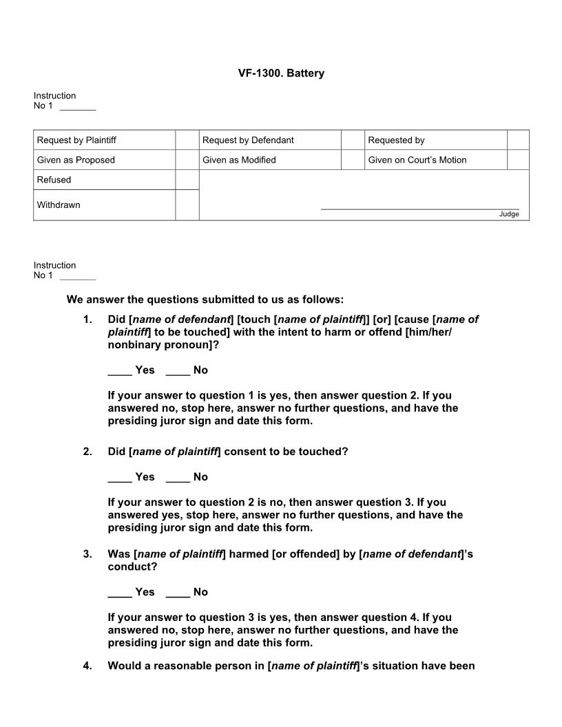 VF 1300. Battery | Pdf Docx | Jury Instructions