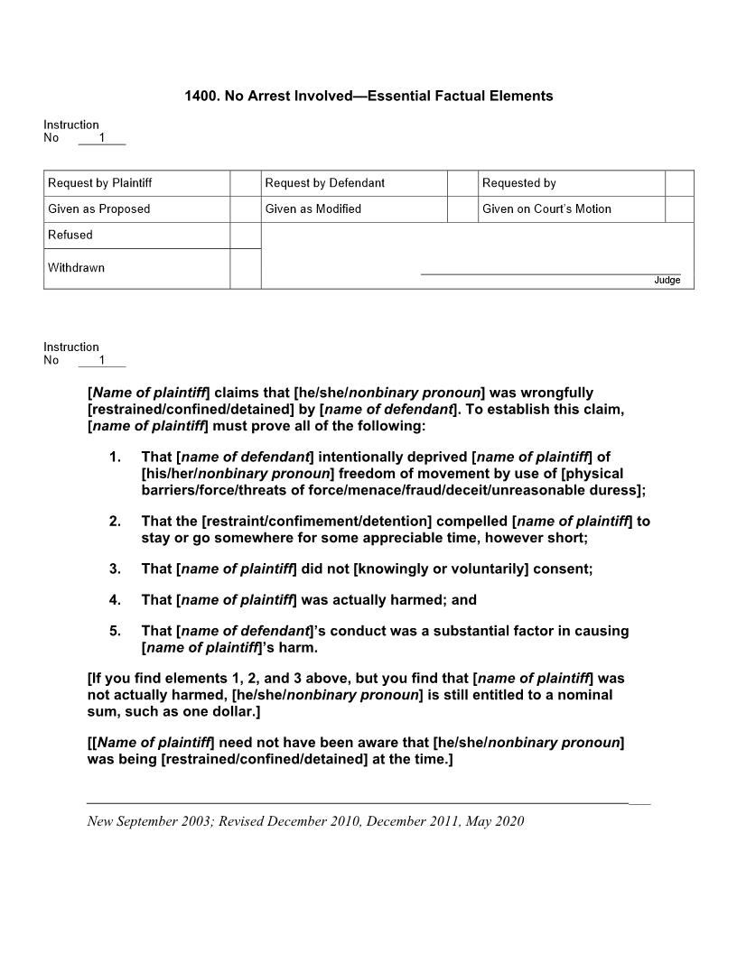 1400. No Arrest Involved Essential Factual Elements | Pdf Docx | Jury Instructions