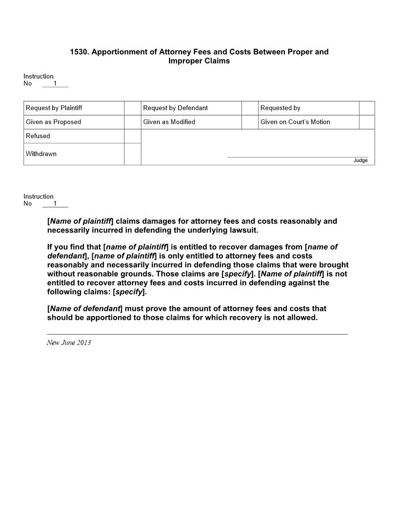 1530. Apportionment of Attorney Fees and Costs Between Proper and Improper Claims | Pdf Docx | Jury Instructions