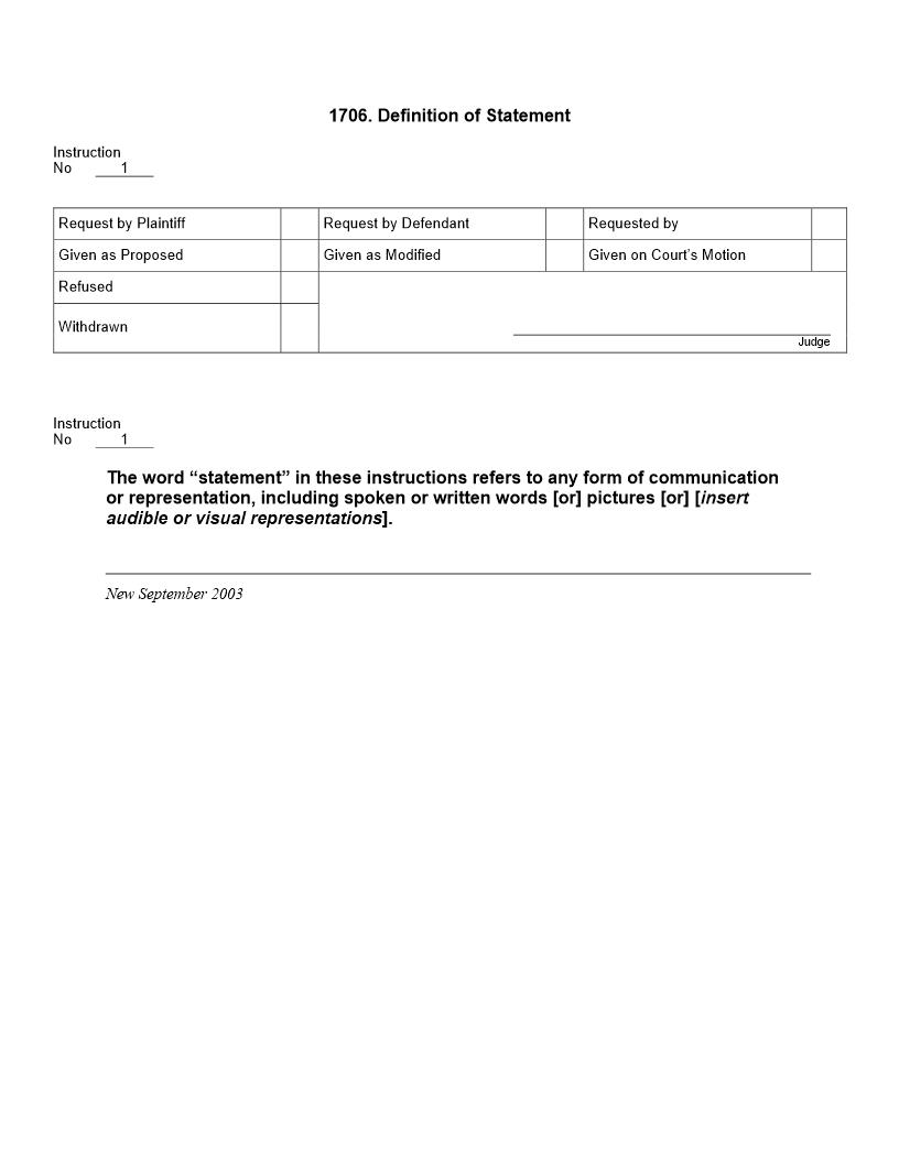 1706. Definition of Statement | Pdf Docx | Jury Instructions