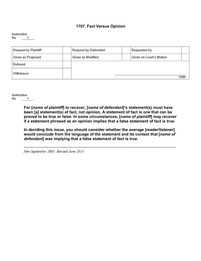 1707. Fact Versus Opinion | Pdf Docx | Jury Instructions