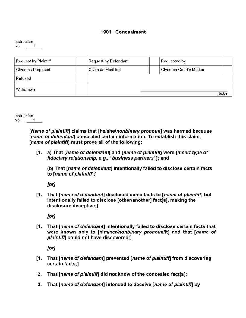 1901. Concealment | Pdf Docx | Jury Instructions