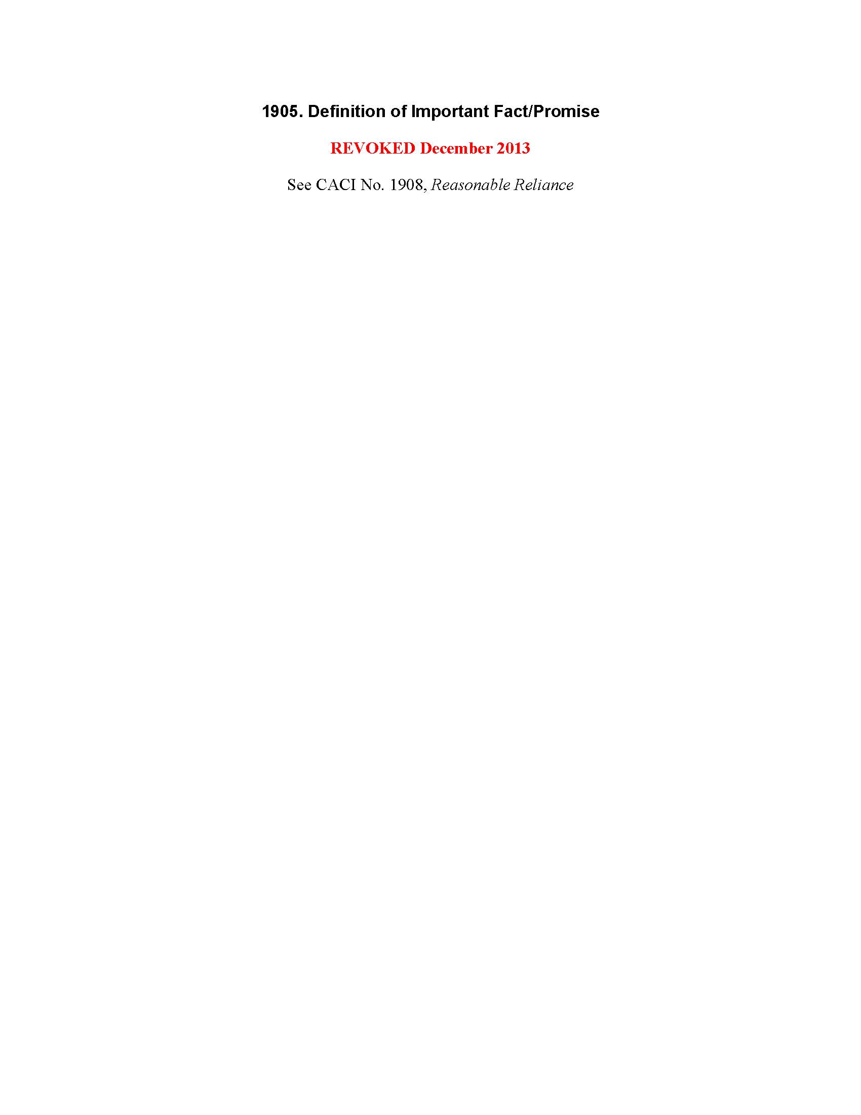 1905. REVOKED - Definition of Important Fact-Promise | Pdf Docx | Jury Instructions