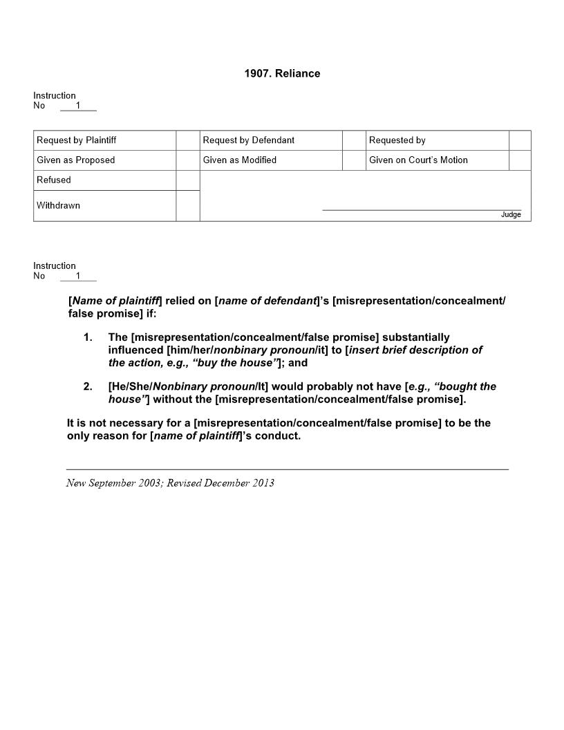 1907. Reliance | Pdf Docx | Jury Instructions