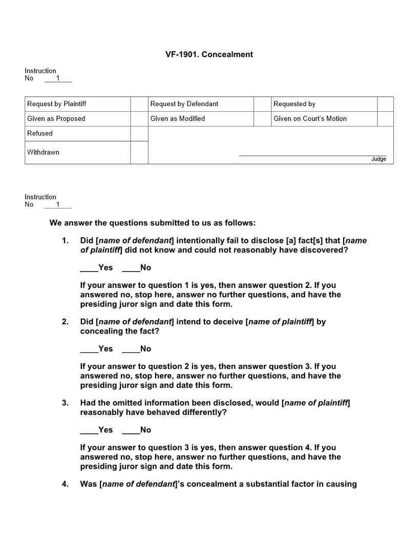 VF 1901. Concealment | Pdf Docx | Jury Instructions