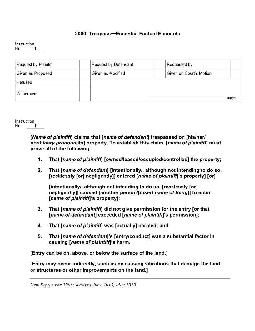 2000. Trespass Essential Factual Elements | Pdf Docx | Jury Instructions