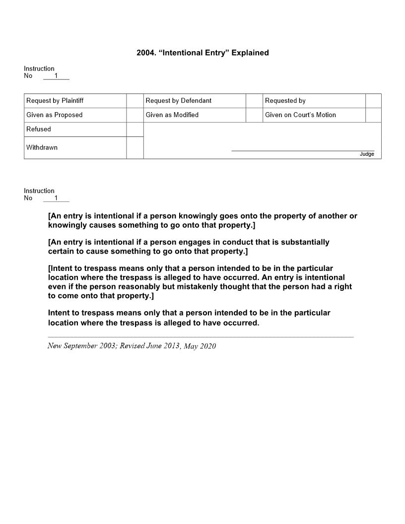 2004. Intentional Entry Explained | Pdf Docx | Jury Instructions