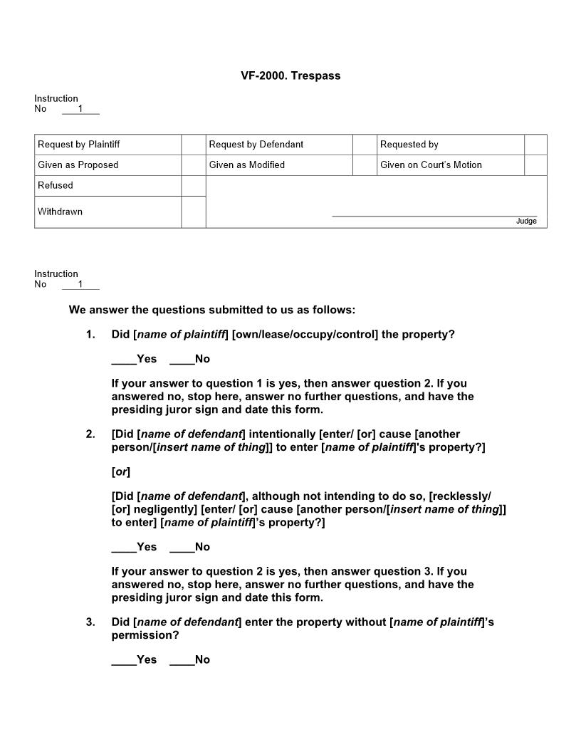 VF 2000. Trespass | Pdf Docx | Jury Instructions