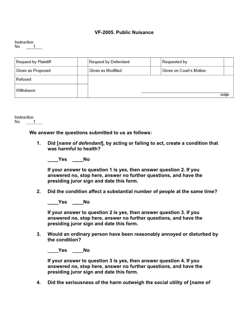 VF 2005. Public Nuisance | Pdf Docx | Jury Instructions