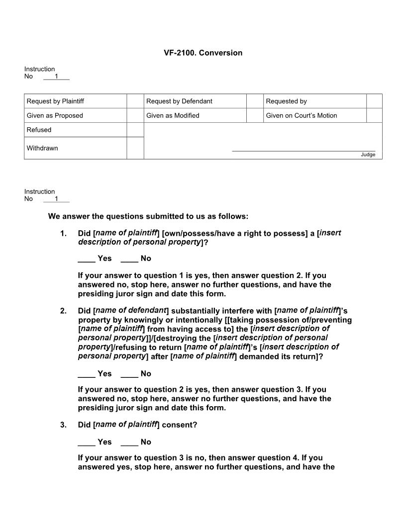 VF 2100. Conversion | Pdf Docx | Jury Instructions