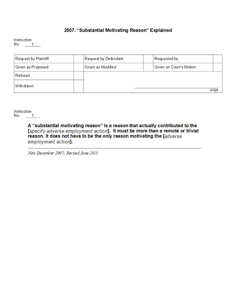 2507. Substantial Motivating Reason Explained | Pdf Docx | Jury Instructions